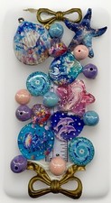 19 Blue Ocean Shell Focal Beads For Beadable Pens Keychains Includes Pen