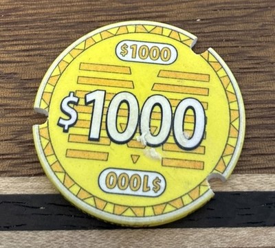 Vintage Unidentified Casino Roulette Poker Gaming $1000 Casino Chip Notched