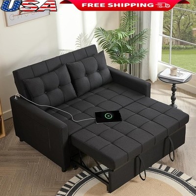 Convertible Sleeper Sofa Bed W/ USB Ports Adjustable Backrest Modern Design 3in1