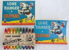Circa 1950's Lone Ranger Crayon Tin Box by Milton Bradley Complete Unused