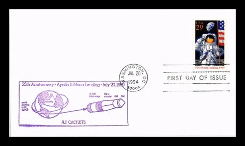 US COVER APOLLO 11 MOON LANDING 25TH ANNIVERSARY SPACE FDC JLP CACHETS