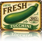 Funny Vintage Metal Wall Sign Fresh Zucchini Art Decor 8X12inch