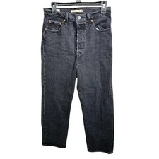 Levi Strauss Ribcage Straight Ankle Jeans Black Women's Size 28 Premium Denim