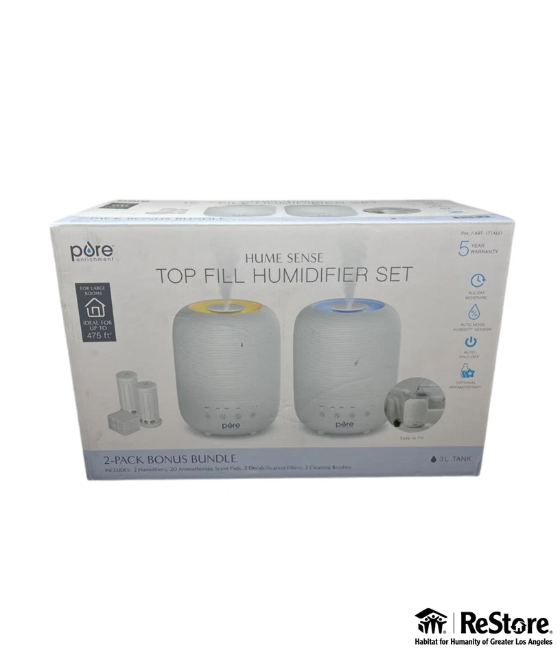 Pure Enrichment Easy Top Fill Humidifier Set Bundle 2 Pack, 3L Tank - Image 3 of 4