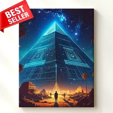Monument Galactic Futuristic Interpretation Ancient Egypt Canvas Wall Art