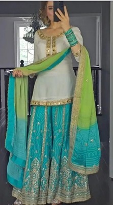 Women  Palazzo Suit  For Wedding, Party Wear. Very Unique Teal Colour.