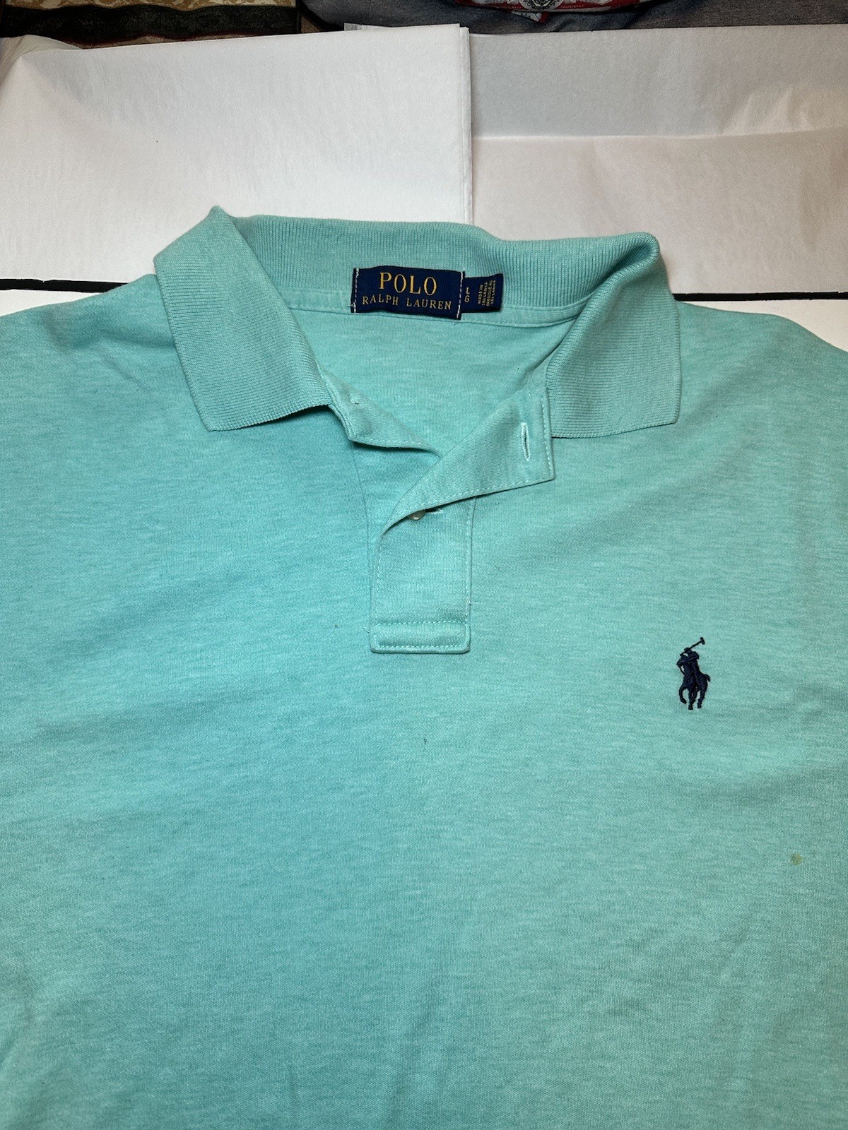 Polo Ralph Lauren camicia manica corta verde L pony uomo schiuma di mare