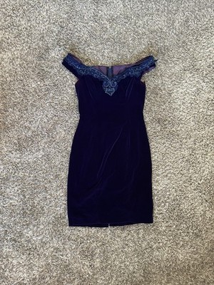 1990S Zum Zum Small Purpleish Blue Velvet Style mini Dress With  Glitter/Lace | eBay