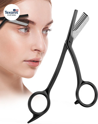 Eyebrow Scissors with Comb | Professional Stainless Steel Eyebrow Trimmer for Wo