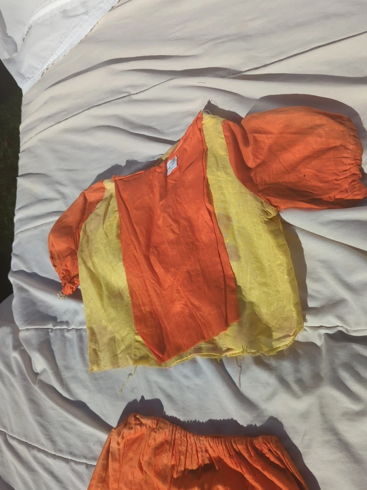 Falda y top algodón hecho a mano años 30 naranja y amarillo USA Foto 4 de 4