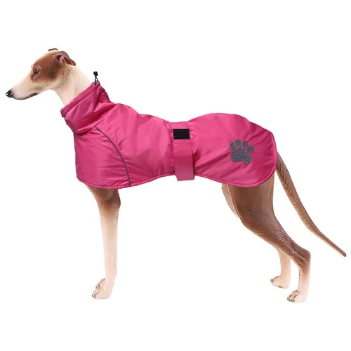 Geyecete Waterproof Dog Coat Warm Lamb Wool Lining Adjustable Bands – Pink XS