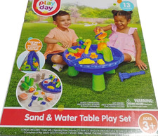 Play Day Toys 13 Piece Sand  Water Portable Table Play Set Indoor  Outdoor NEW