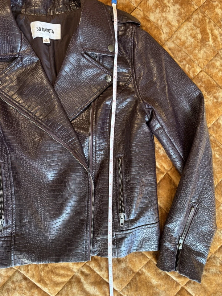 Chaqueta de motociclista de cuero sintético BB Dakota púrpura oscuro talla M Foto 3 de 4