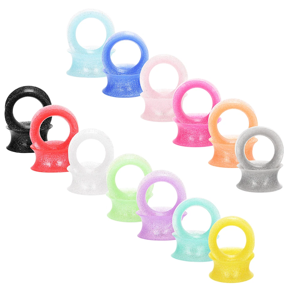 2件装珍珠粉软硅胶耳塞量规薄肉隧道扩展塞 — 第 4/4 张图片