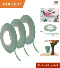 Strong Adhesive Floral Tape - 1/4 Inch Wide Green Craft Tape for Bouquets & DIY