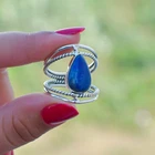 Genuine Lapis Lazuli  925 Sterling Silver Band &Statement Handmade Ring All size
