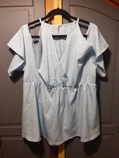 Brandneu ohne Etikett Damen babyblau/silber gesprenkelt schulterfreies Top Größe 2XL von Shein Curve