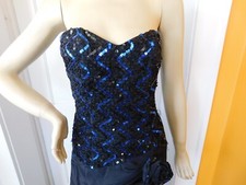 Vintage Sm. Gunne Sax Sequin Midnight Blue Strapless 1980's Formal Party Dress