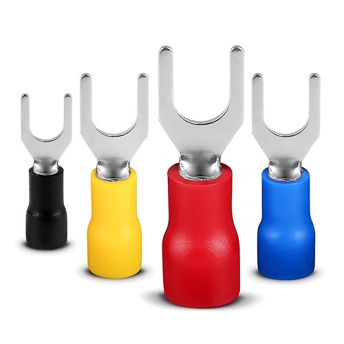 Insulated Crimp Fork Terminal Electrical Connector spade Red Blue Black Yellow - Picture 4 of 10