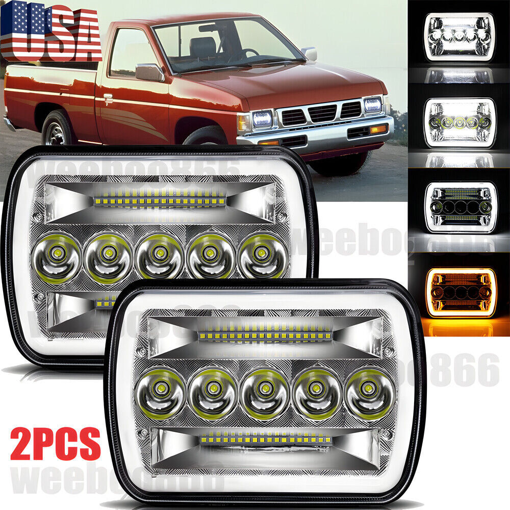 Nissan Hardbody D21 LED Headlights 7x6 High Low Beam DRL 2-Piece Set  