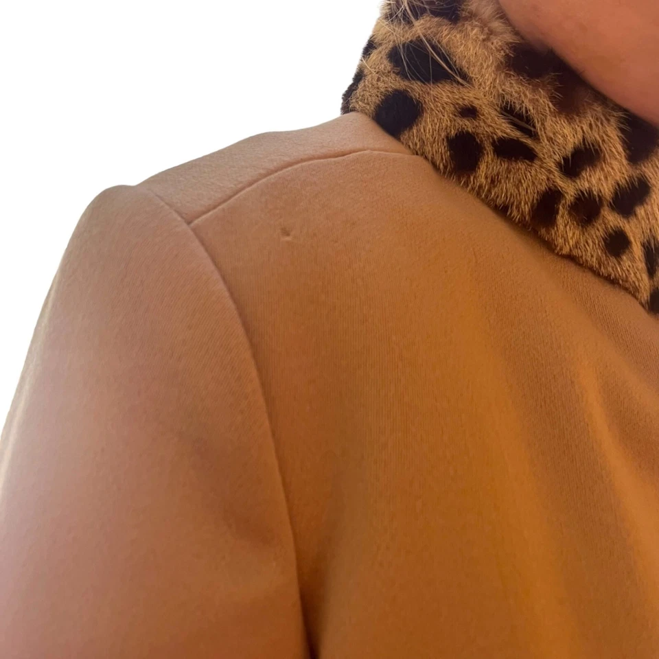 Jack Feit Coat Animal Print Vintage Union Made Fur Trim Size MED Tailored Chic - Image 4 of 4