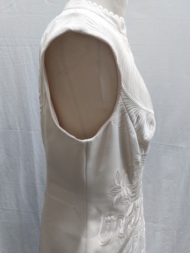 Karen Millen Cream High Neck Embroidered Wiggle Pencil Occasion Dress- UK 16 - Picture 6 of 12