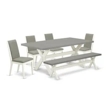 East West Furniture X097LA206-6 6-Piece Gorgeous Rectangular Table Set an...