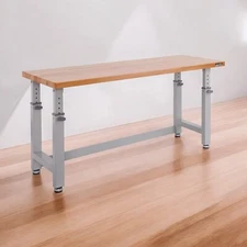 72" Adjustable Heavy Duty Workbench Solid Wood Top Work Bench Table Granite DIY
