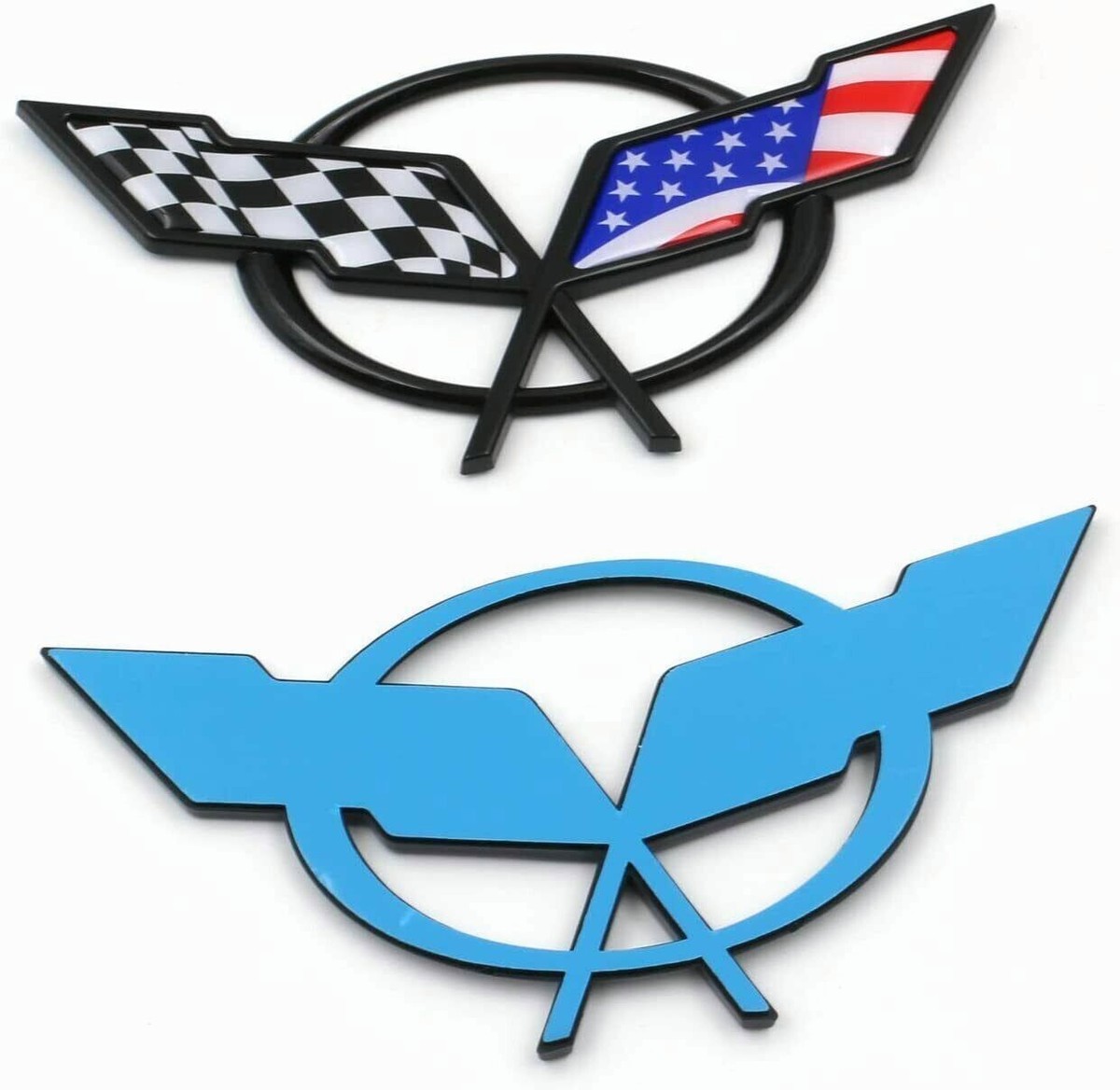Buy C4 Corvette Crossed Flag Wall Emblem Large Metal Art 91-96 Full 27" X 19" In Size Cross Flag - Foto 8