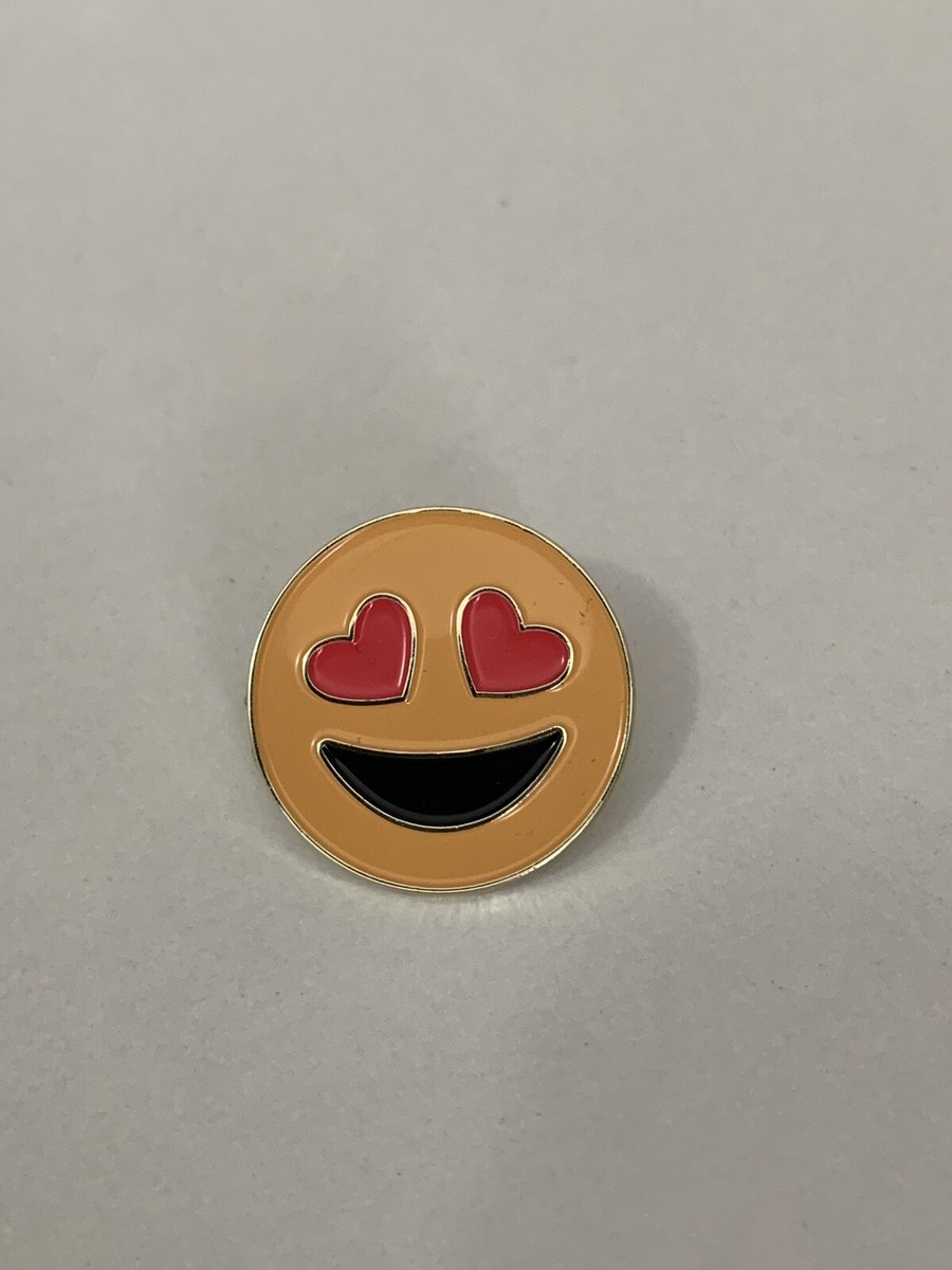 NWOT Emoji Heart Eyes Happy Pin 0.9” Diameter *FREE SHIP* | eBay