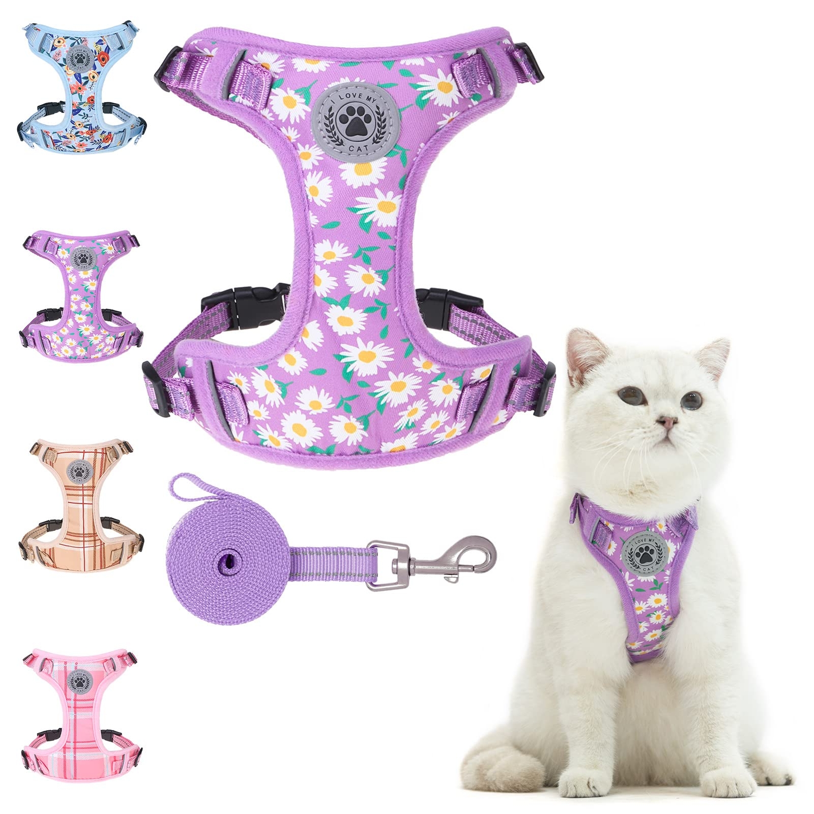 BEAUTYZOO Cat Harness and Leash Set for Walking Escape Proof, Neck Release Ad...