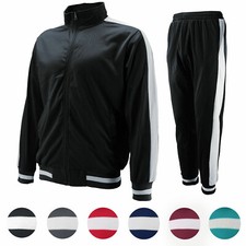 vkwear Men's Striped Athletic Running Jogging Gym Slim Fit Sweat Track Suit Set