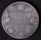 Canada 1910 50c Fifty Cent Silver Coin King Edward VII ED LEAVES .925 Silver