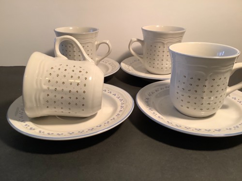 Country Memories Stoneware 6 8 Oz Coffee Cups and 6 Saucers NICE