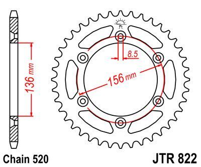 JT- Drive Rear Sprocket JTR822 48t fits Gas Gas 125 EC 03-10 | eBay UK