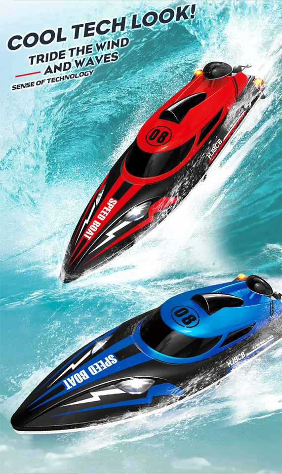 HJ808 RC Boat 2,4G High-Speed ​​Fernbedienung Boot LED 370 Brushed Motor 25Km/h - Bild 3 von 4