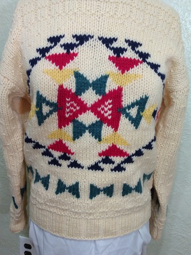 Vintage Woolrich Womens Sweater Chunky 100% Wool South Western Ivory Size Small - Picture 3 of 19