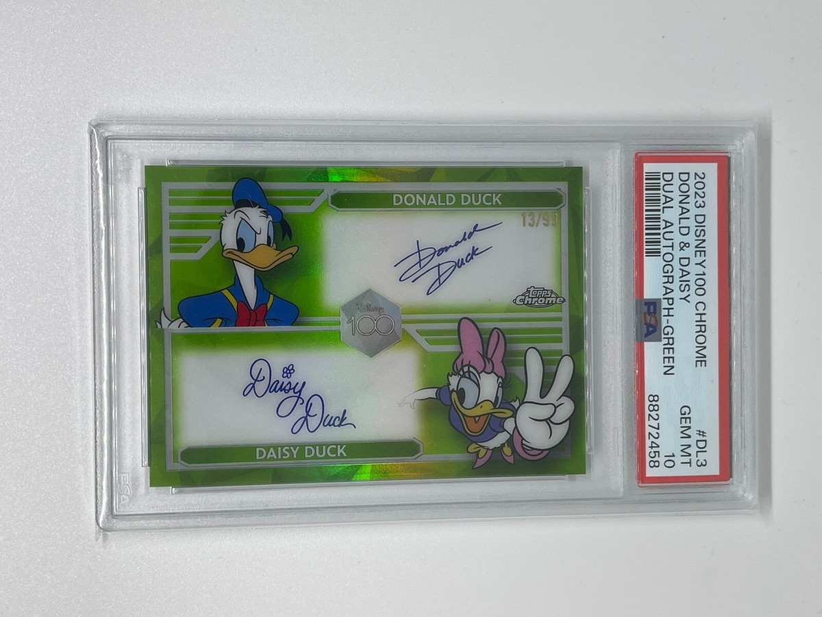 2023 Topps Chrome Disney 100 Donald And Daisy Duck Dual Auto Green 
