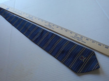 Tommy Hilfiger 100% Silk Blue Stripe Crest Logo Men's Necktie Tie Made in USA