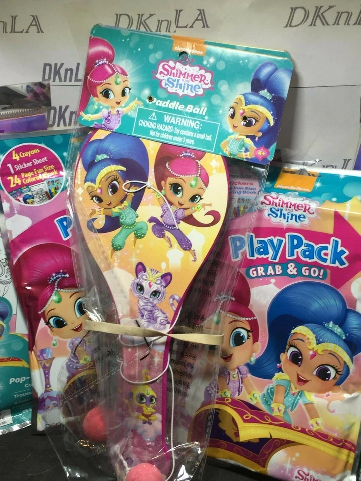 Suministros para fiestas de cumpleaños Shimmer and Shine, paquetes de juegos. Tatuajes, bola de pádel nuevo en paquete Foto 3 de 4