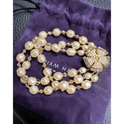 Miriam Haskell 3-Strang Perlenarmband Swarovski Elegant und Klassisch