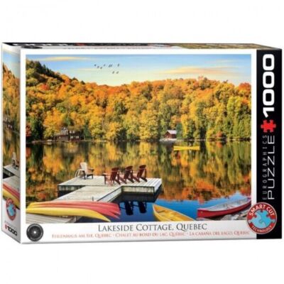 Puzzle 1000 elementów. Domki nad jezorem, Quebec