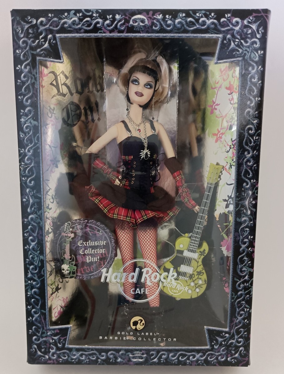 NRFB Hard Rock Cafe Goth Punk Gold Label Barbie L9663 2008 NRFB Hard Rock Cafe Goth Punk Gold Label Barbie L9663 2008