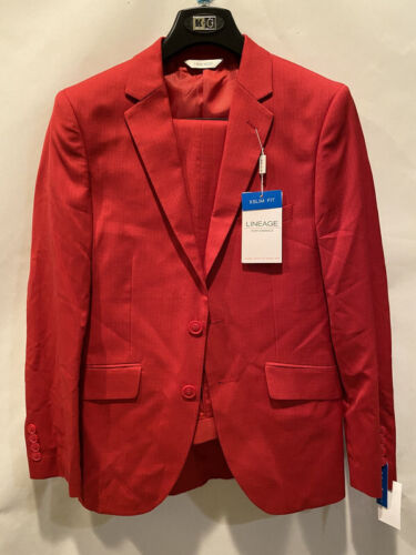 LINEAGE 0S2XFN 3FNM36S61 X SLIM FIT RED SUIT AND SLACKS SIZE 35S 28W - Picture 1 of 9
