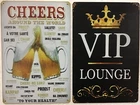 8x12 TIN SIGN 2 pc SET Cheers beer language health mugs VIP lounge bar man cave