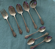 Oneida Chateau Oneidacraft Deluxe Stainless 8 Piece Serving Dinner Flatware Lot