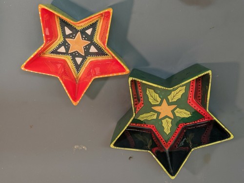 2 BELLA CASA BY GANZ STAR Ceramic Dishs Singed LAUREL BURCH Green 4th Of July - Picture 4 of 12