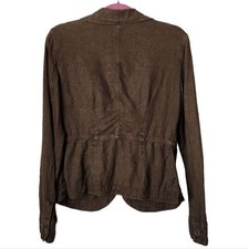 Transit Par-such Lagenlook Linen Jacket Blazer In Brown Size 4