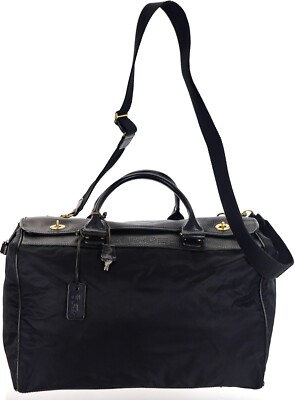 FELISI Black Leather Weekender Travel 18'' Duffle Doctor Bag Italy + Extras