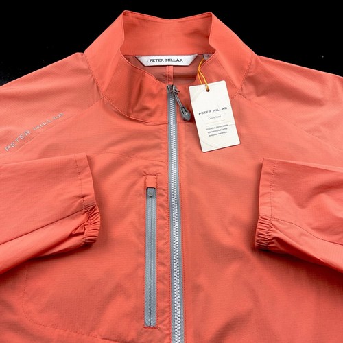 Peter Millar Crown Sport Hyperlight Windbreaker Full Zip Jacket Orange XL $170 - Picture 2 of 8